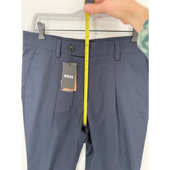 NWT Hugo Boss Men's Dark Blue Penn Pleat High Rise Trouser Dress Pants Size 34R - Picture 8 of 9